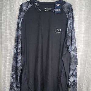 Men's  Camo Long Sleeve Fishing Shirt with Hoodia Size 2XL